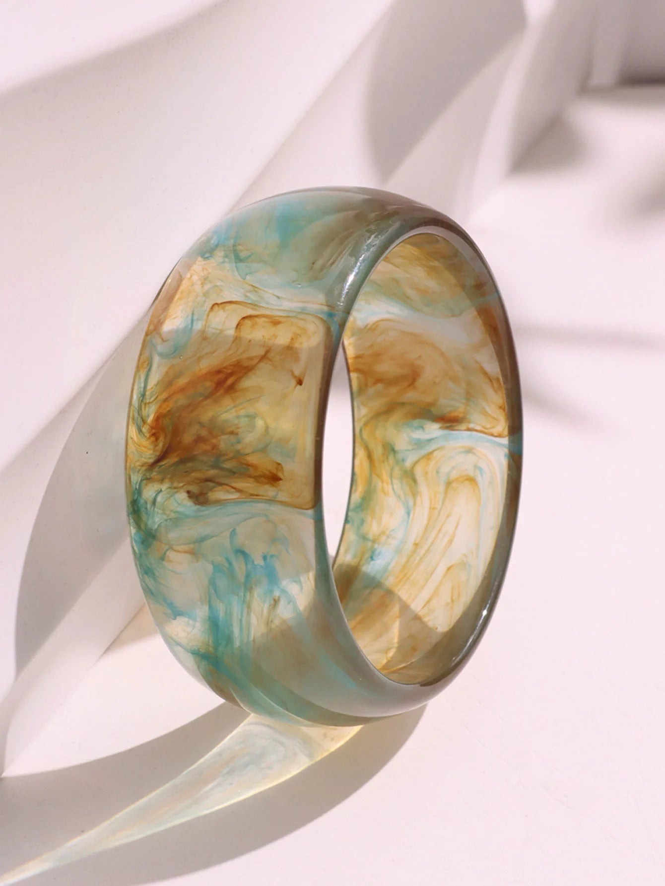 Maxi Bracciali Rigidi in Resina Avorio Oro