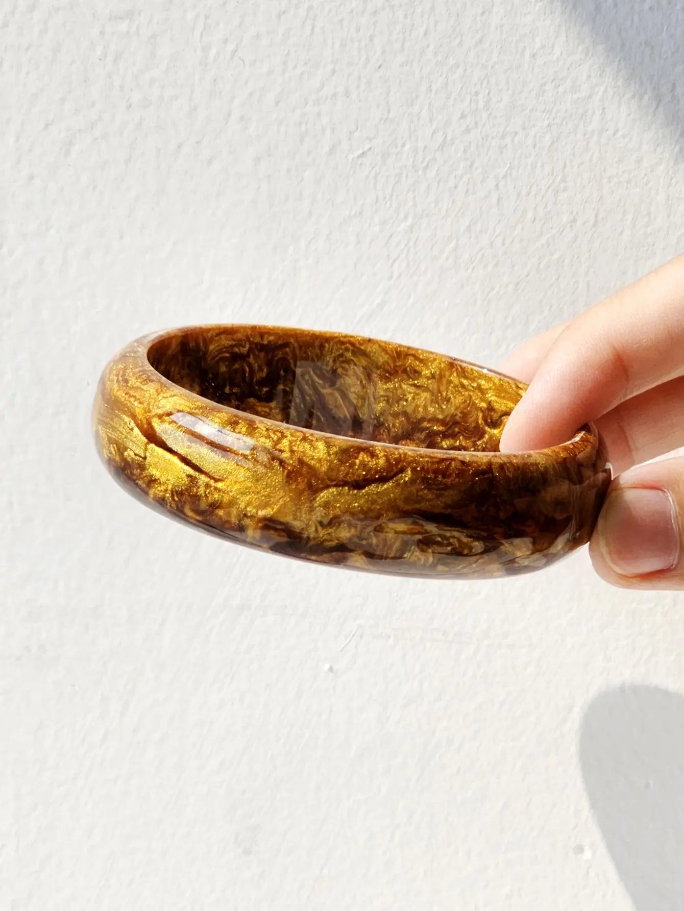 Maxi Bracciali Rigidi in Resina Avorio Oro