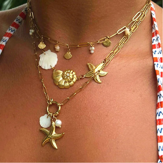 Beach Style, Collana Estiva da Spiaggia Impilabile In Acciaio Inossidabile