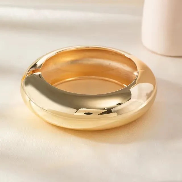 Maxi Bracciali Rigidi in Resina Avorio Oro